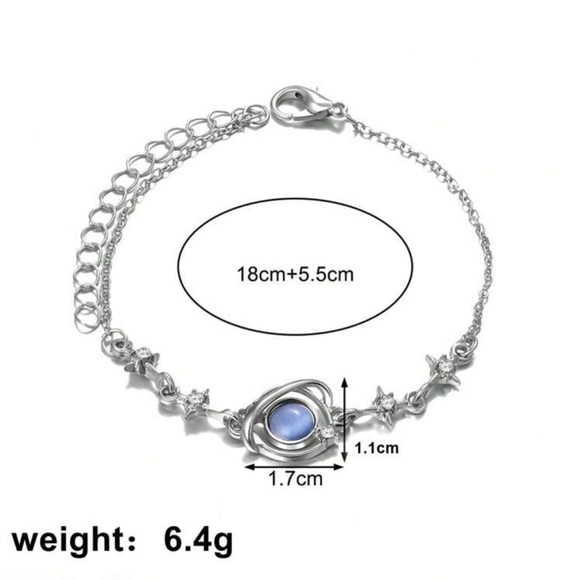 ⚠️Clearance Galaxy Blue Planet Pendant Silver Bracelet - Picture 5 of 5